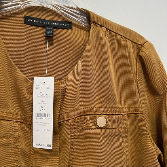 WHBM Smocked peplum soft feminine jacket in bronze brown - XXS - Picture 5 of 7